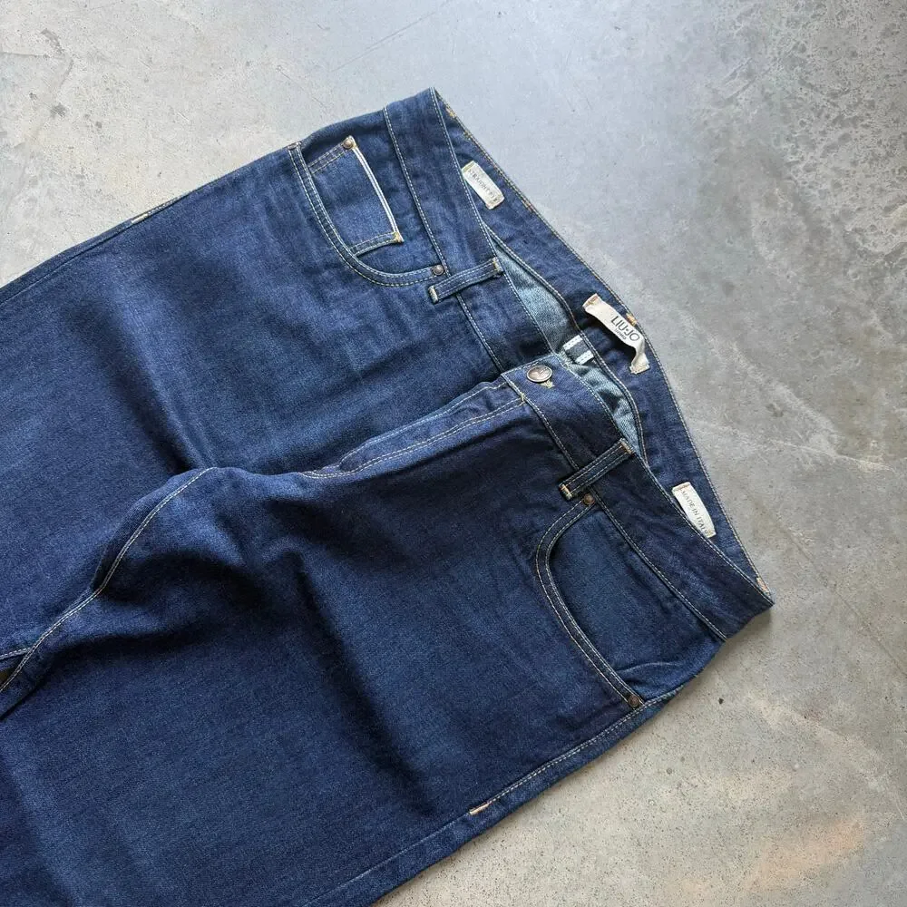 Liu Jo Straight Leg Medium Wash Classic Selvedge Jeans Size 38x33 Made in Italy